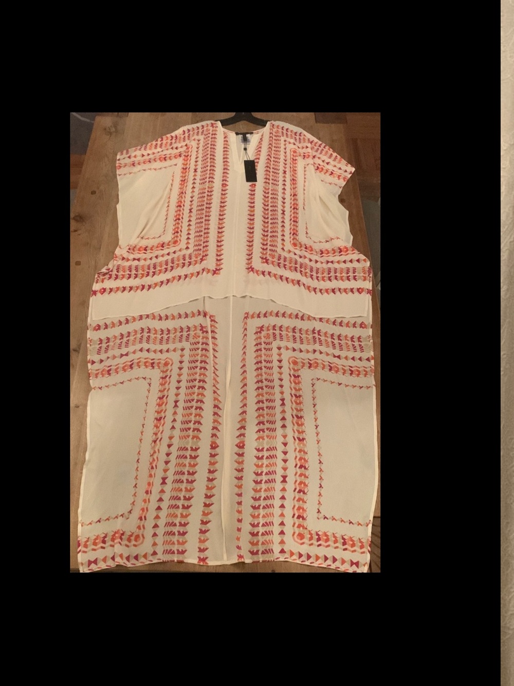 BCBGMaxAzria Ivory High-Low Dress with Red Embroidered Pattern - Picture 6 of 6